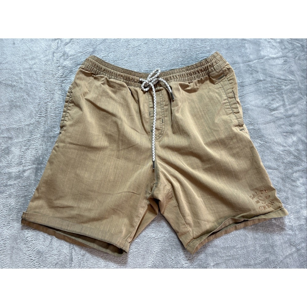 Salty Crew Men's Medium Strands Elastic Shorts Pull-On Drawstring Khaki Beige